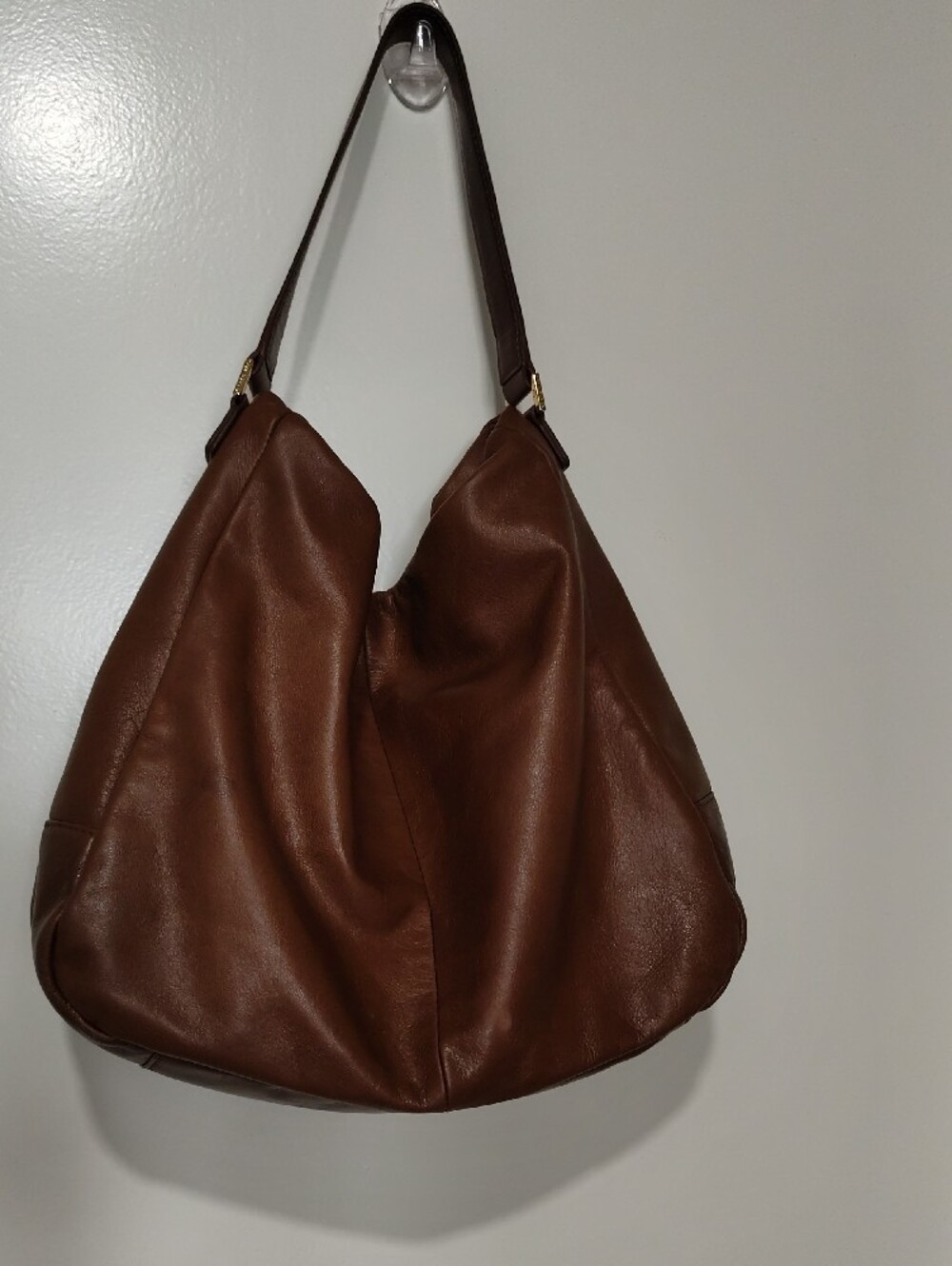 Tory Burch Chocolate Brown Leather Hobo with Gold Logo - Picture 2 of 8